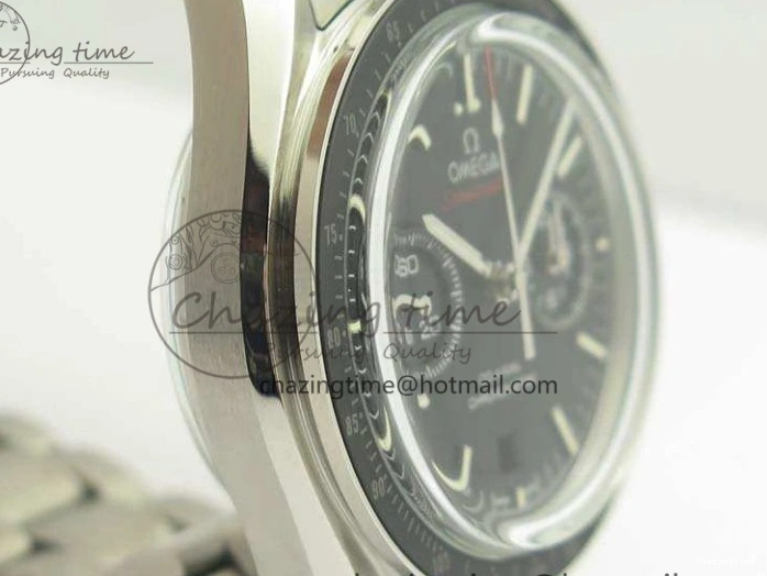 0317 TechFriendly SpeedMaster MoonWatch SS OMF 1:1 Best Edition Black Red Dial On SS Bracelet A9300 V 8092